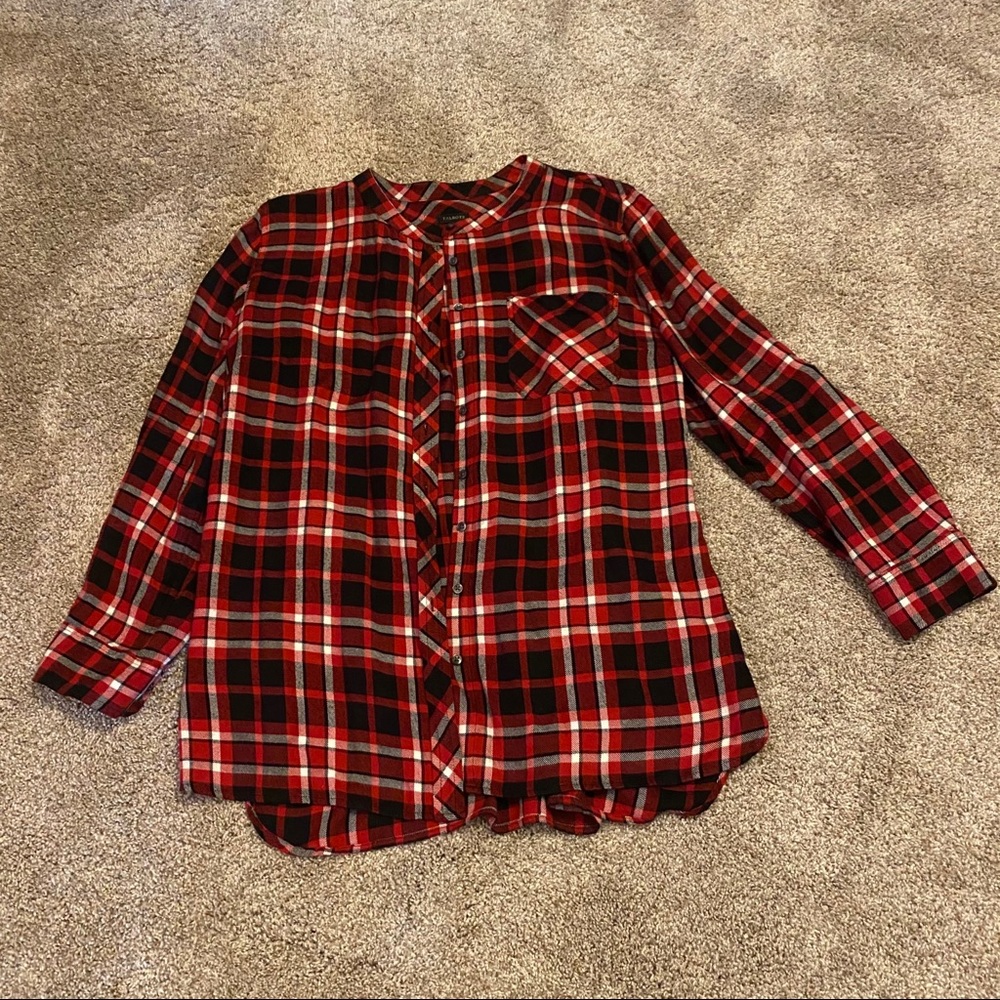 Talbot red and black plaid blouse.
